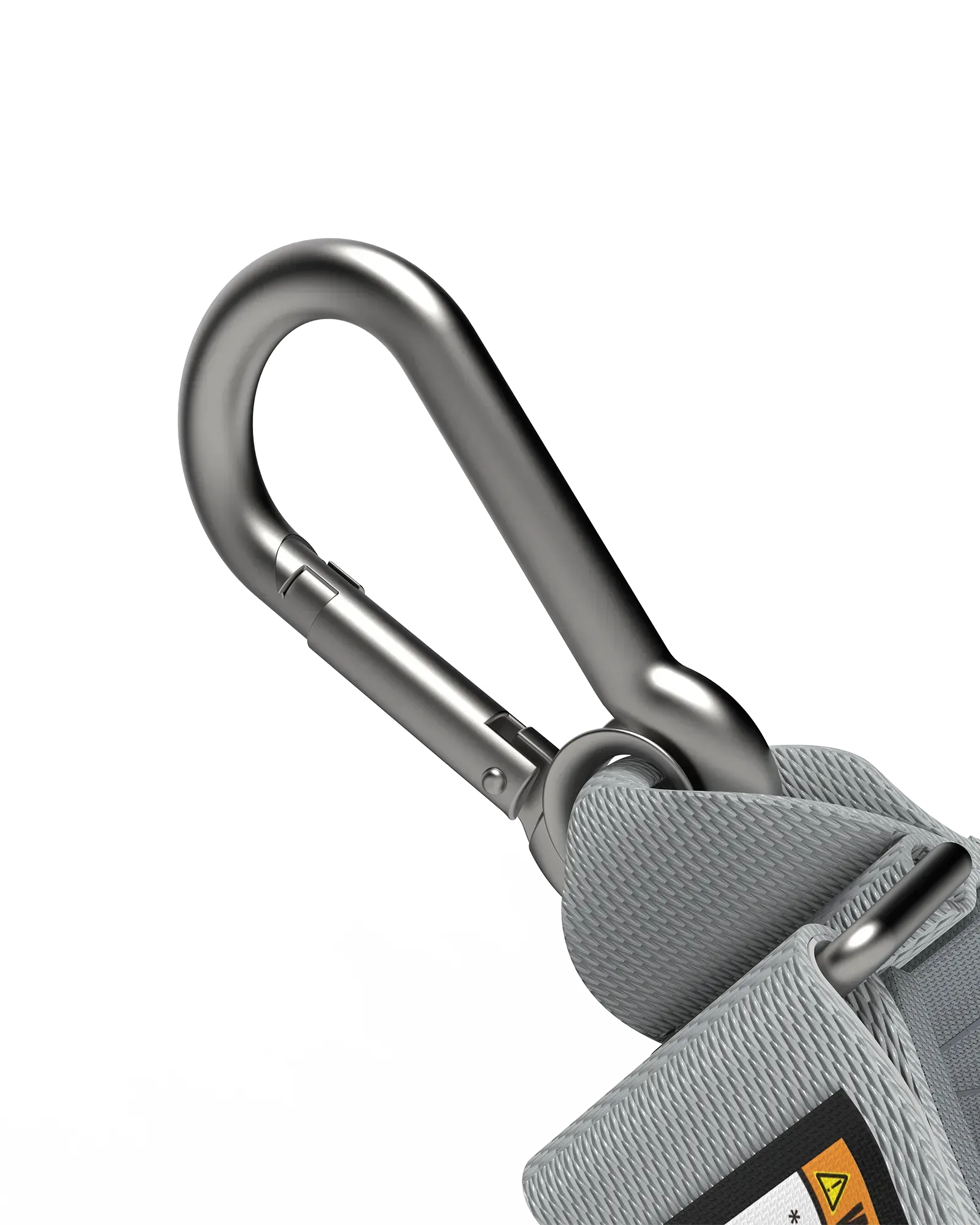 EQYP Power Tubes Ankle Strap close-up showing stainless steel carabiner clip