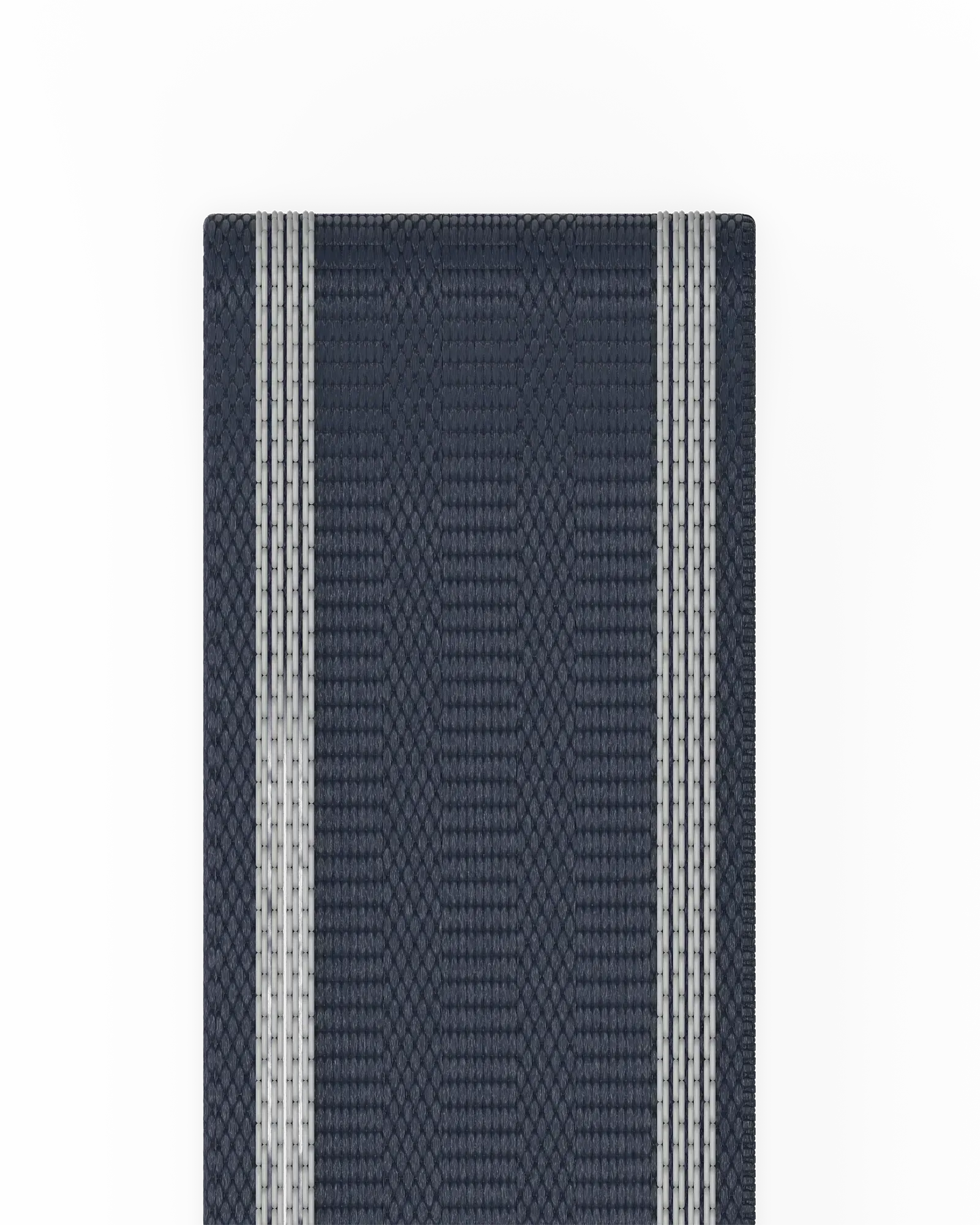 EQYP navy blue elastic wide squat band close-up showing textured fabric and silver stripe detailing