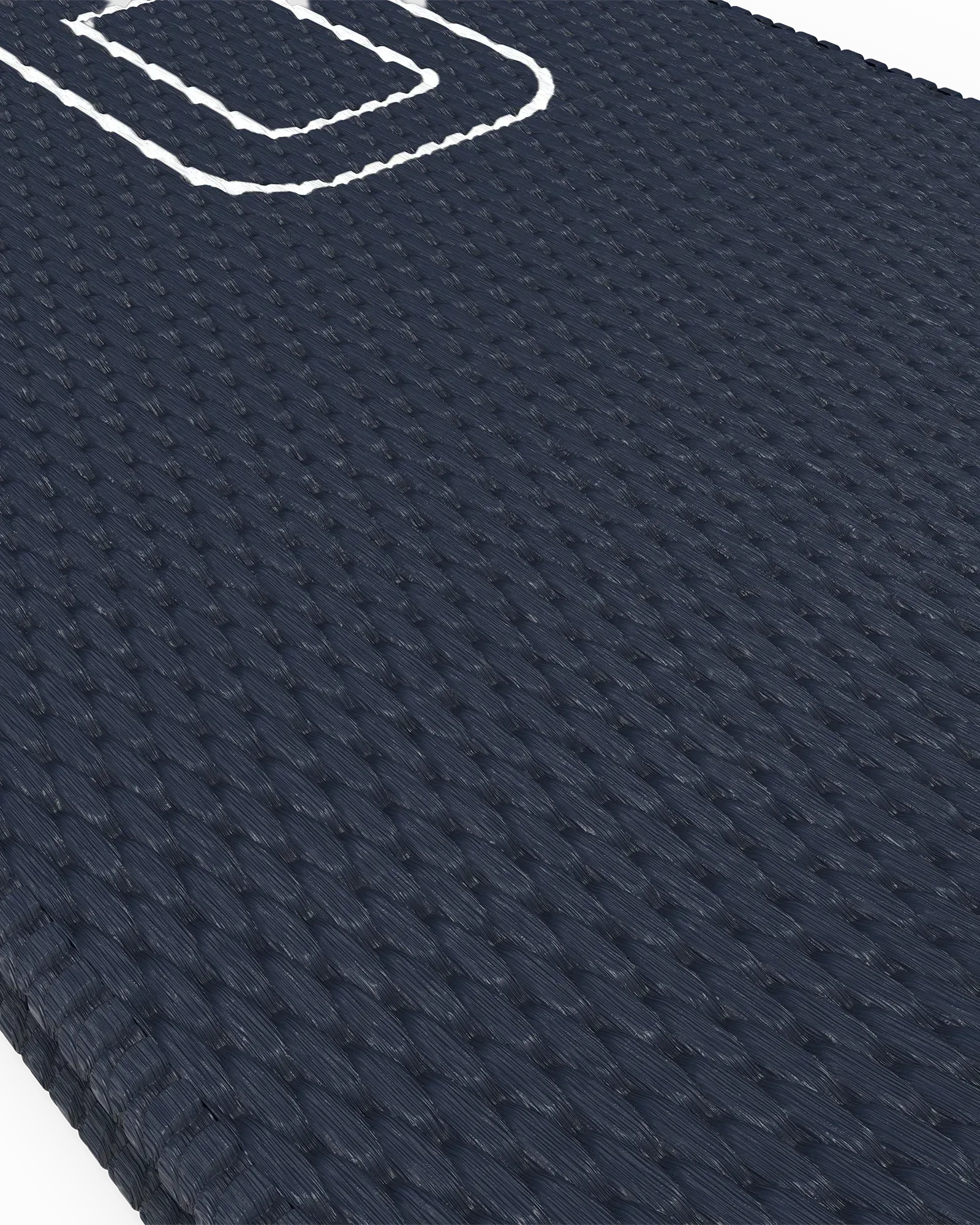 Close-up of EQYP navy blue elastic wide squat band showing woven fabric texture