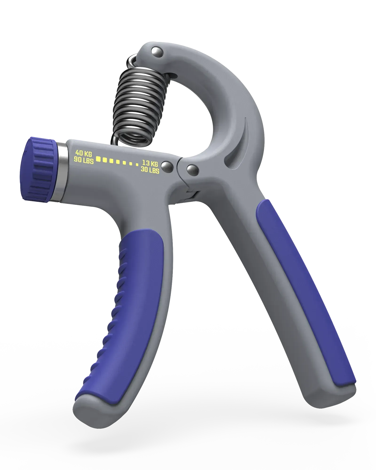 Hand grip strengthener with blue and gray handles