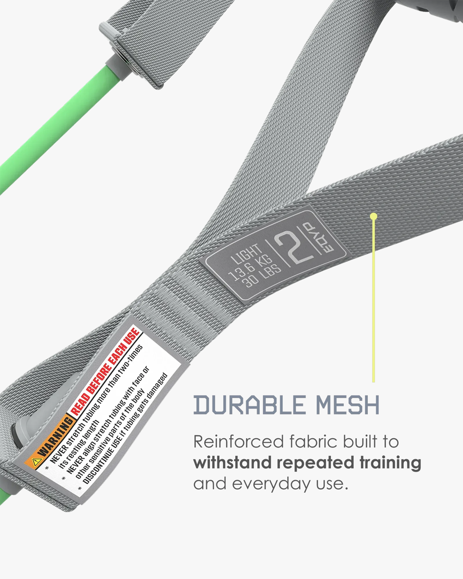 EQYP 30 lb resistance band featuring durable reinforced mesh construction designed to withstand repeated training and everyday use.