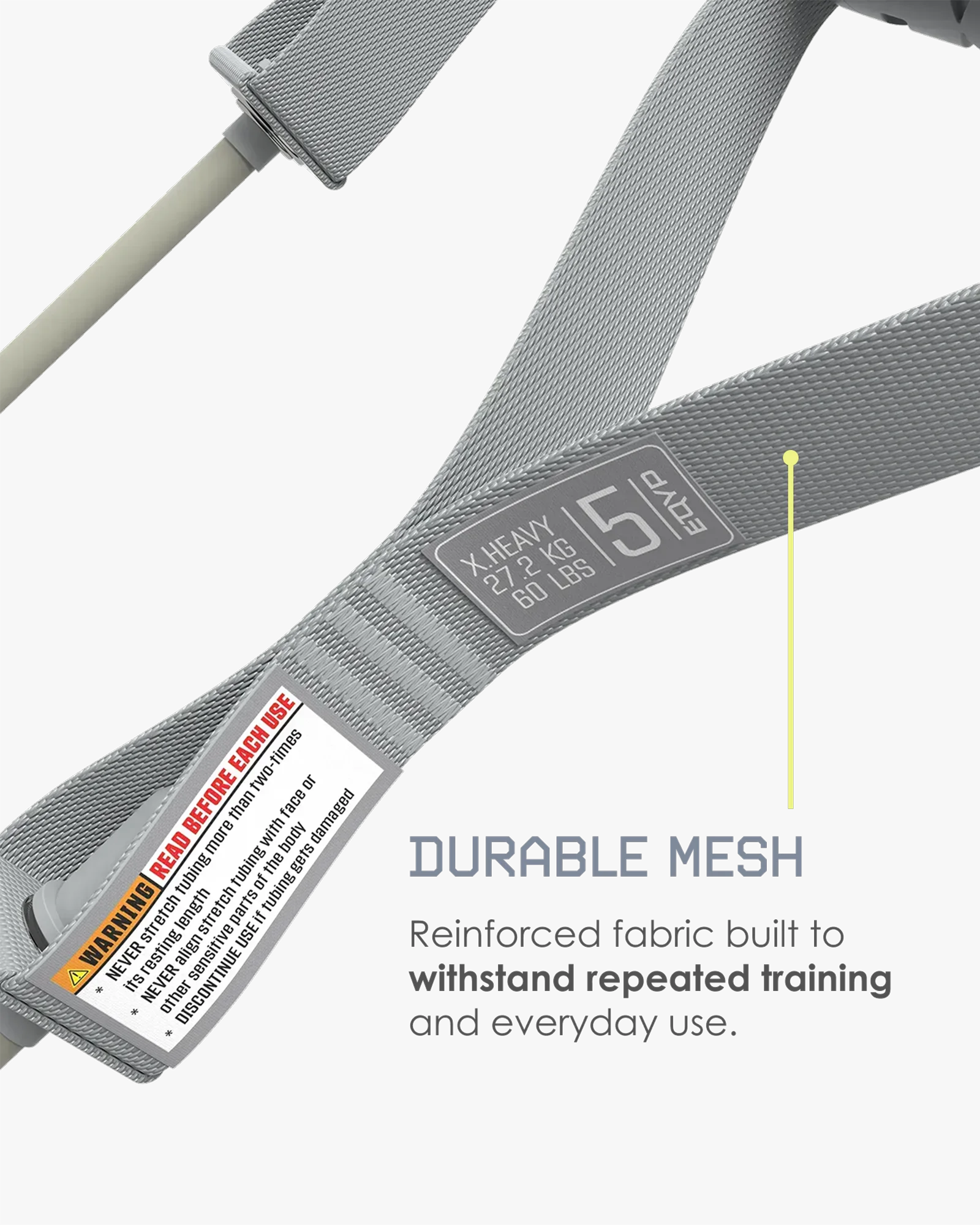 EQYP 60 lb resistance band featuring durable reinforced mesh construction designed to withstand repeated training and everyday use.
