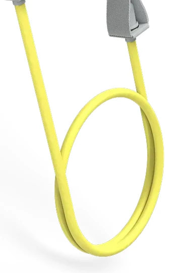 EQYP Power Tubes with Handles Extra Light (20 lbs) close-up of yellow latex resistance tube