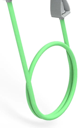 EQYP Power Tubes with Handles Light (30 lbs) close-up of green latex resistance tube