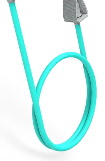 EQYP Power Tubes with Handles Medium (40 lbs) close-up of teal latex resistance tube