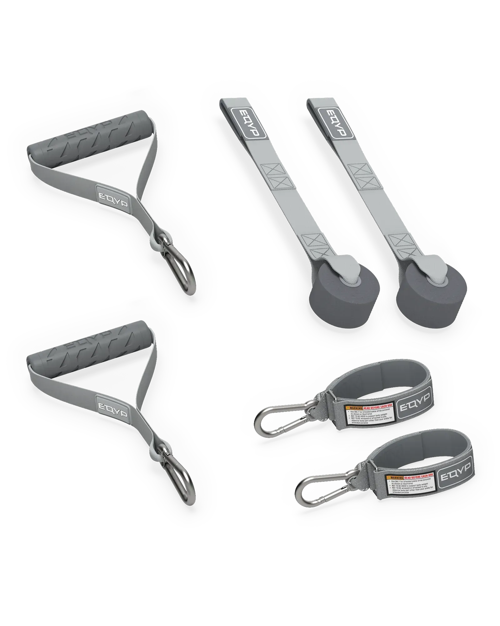 EQYP Power 4 Strength Kit accessories including two handles, door anchor, and two ankle straps