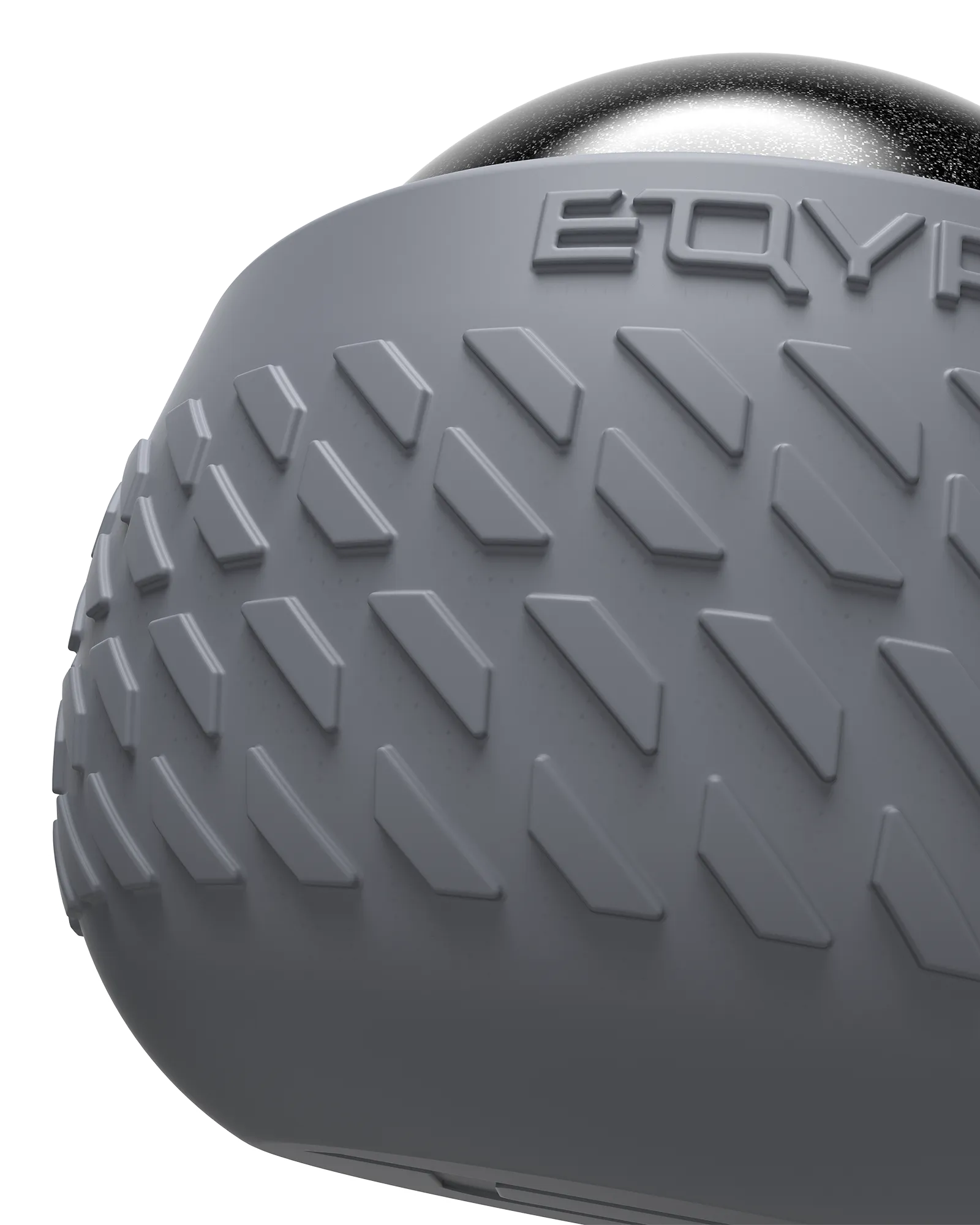 Closeup detail of EQYP Roll-On Massager textured ball surface designed for muscle knot and trigger point relief