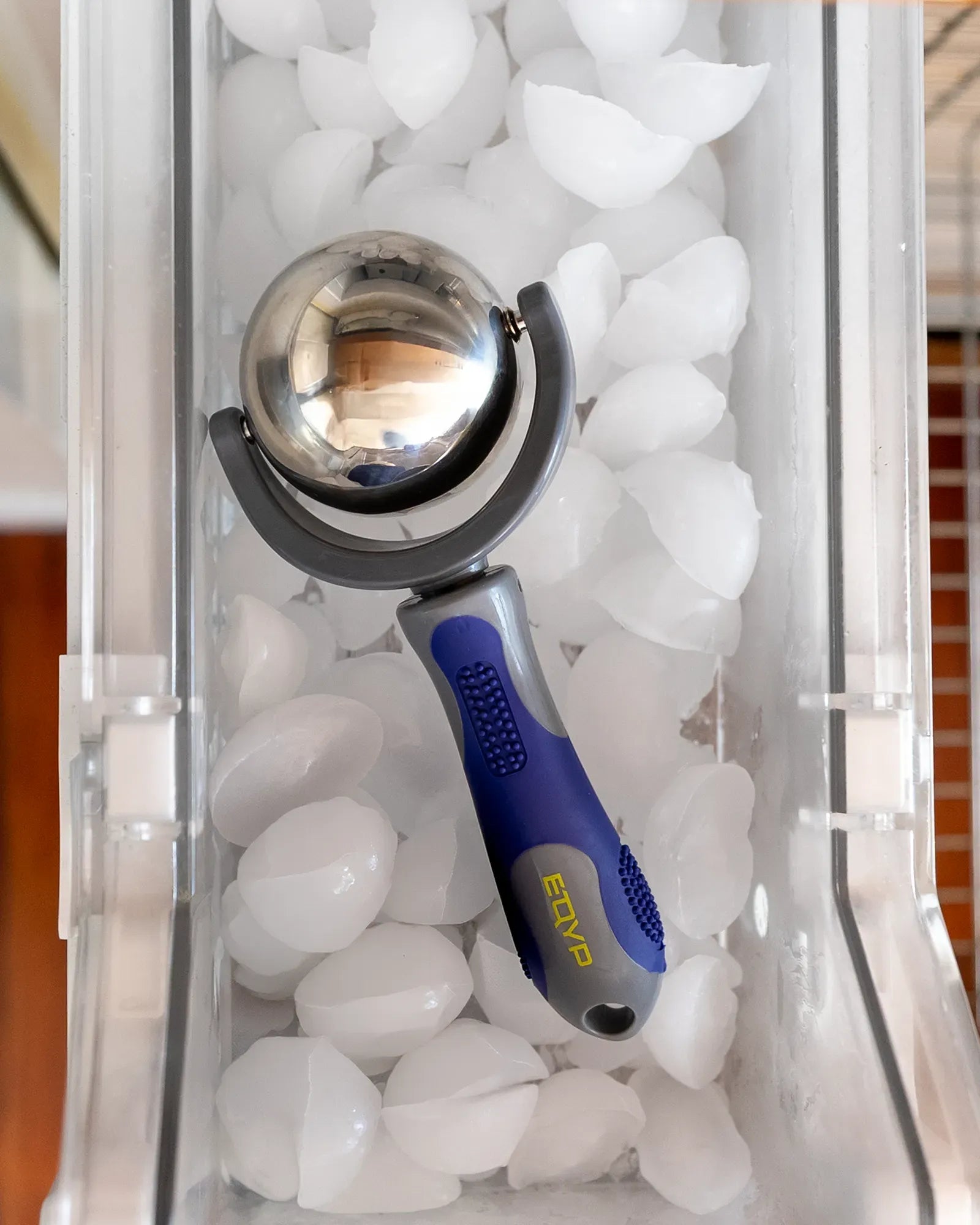 Stainless steel core EQYP roller with easy-grip handle on ice