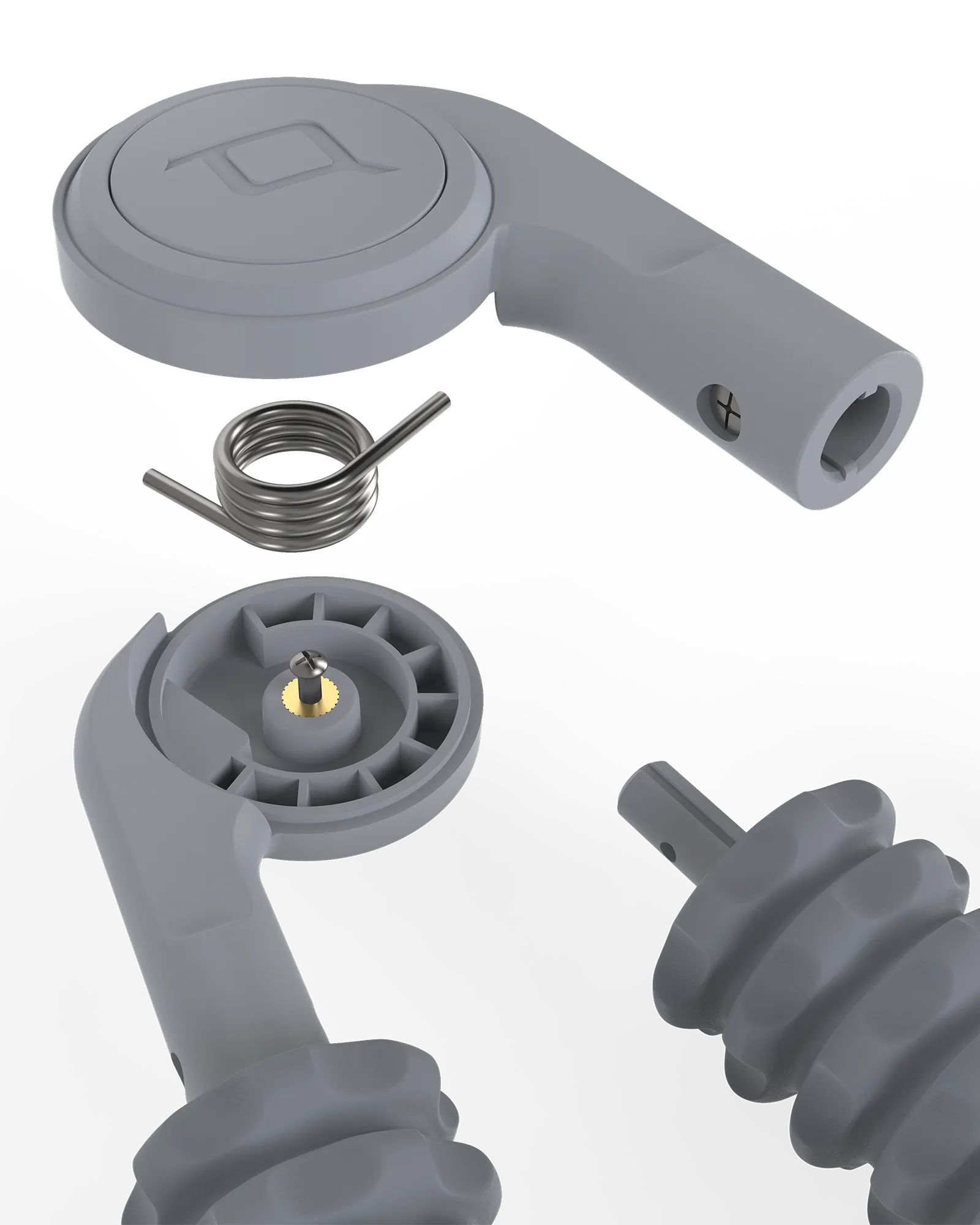 Q-Tech Muscle Compressor recovery massager spring hinge closeup