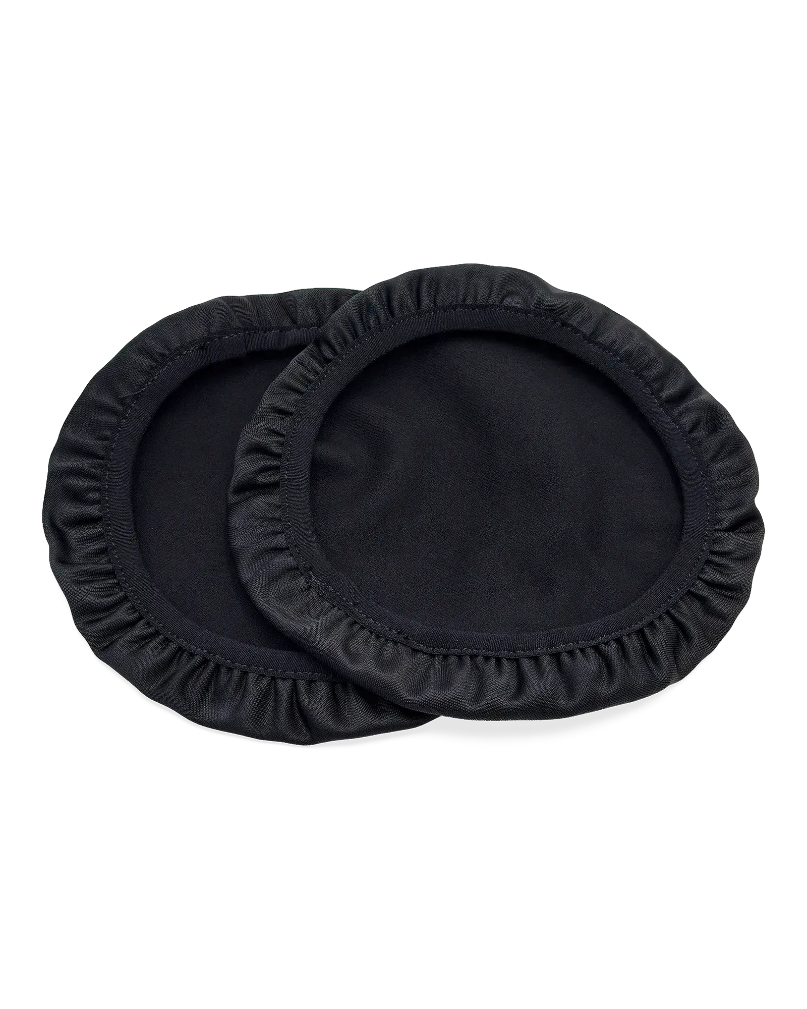 Two EQYP Sliding Discs showing the black fabric top side with elastic edge stitching